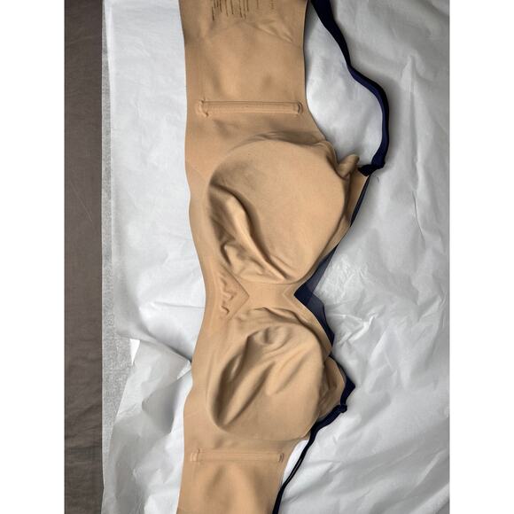 Honeylove Crossover V-neck bra size L navy/beige no underwire mesh comfortable - Picture 3 of 4